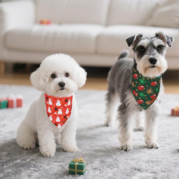 ADOGGYGO Christmas Dog Bandanas 2 Pack, Reversible Snowman Hoho Pattern Xmas - Image 3