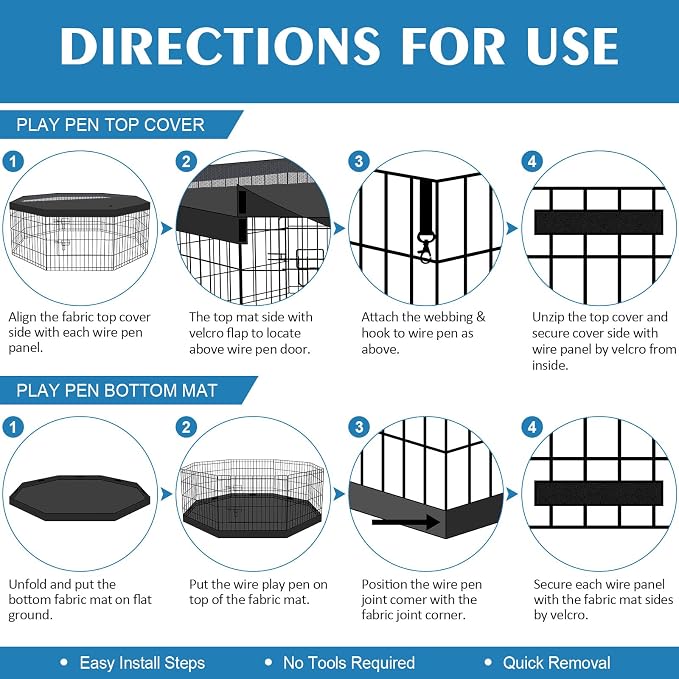 Foldable Metal Wire Dog Pen Pet Playpen Dog Fence Indoor Exercise Pen Enclosure - Image 4