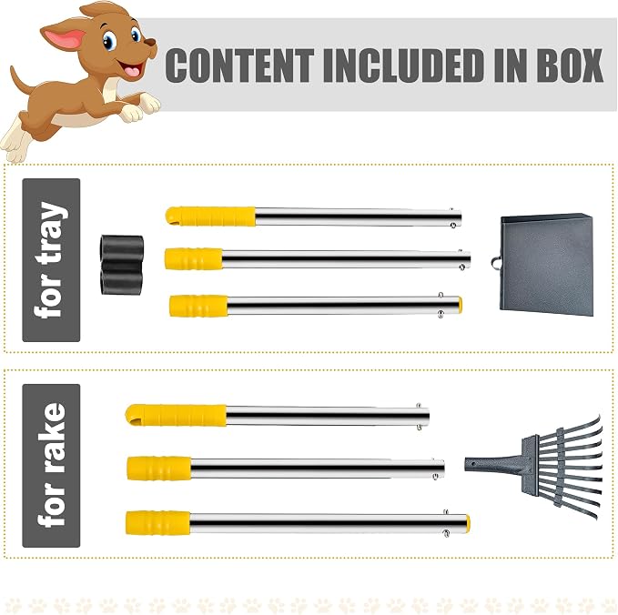 Niubya Pooper Scooper for Dogs, Metal Poop Scooper Tray and Rake Set - Image 4
