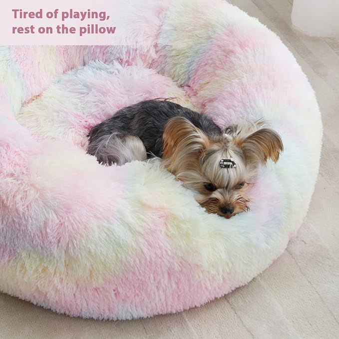 WNPETHOME Calming Dog Bed Cat Bed Donut, Faux Fur Pet Bed Self-Warming Donut - Image 6