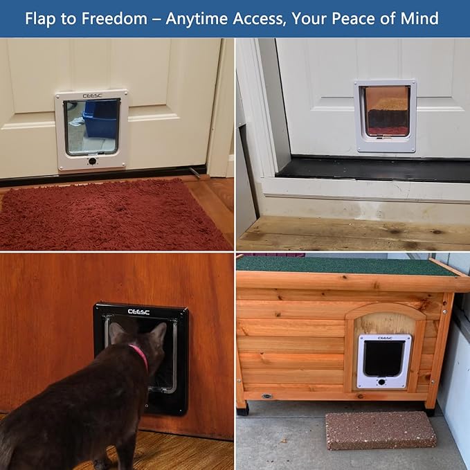 CEESC Large Cat Door for Interior/Exterior Door, Weatherproof, Rotary 4 Way - Image 2