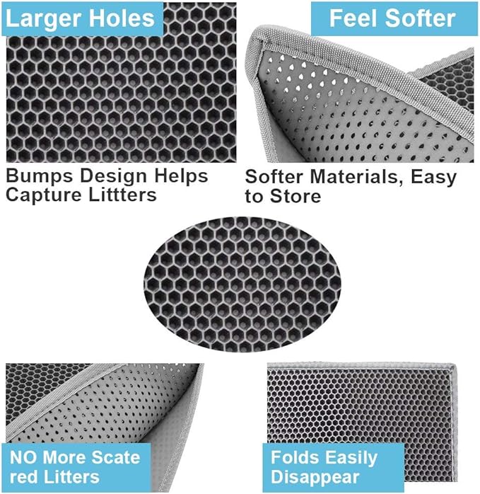 Pieviev Cat Litter Mat Double Layer Waterproof Urine Proof Trapping Mat 1 Pack) - Image 3