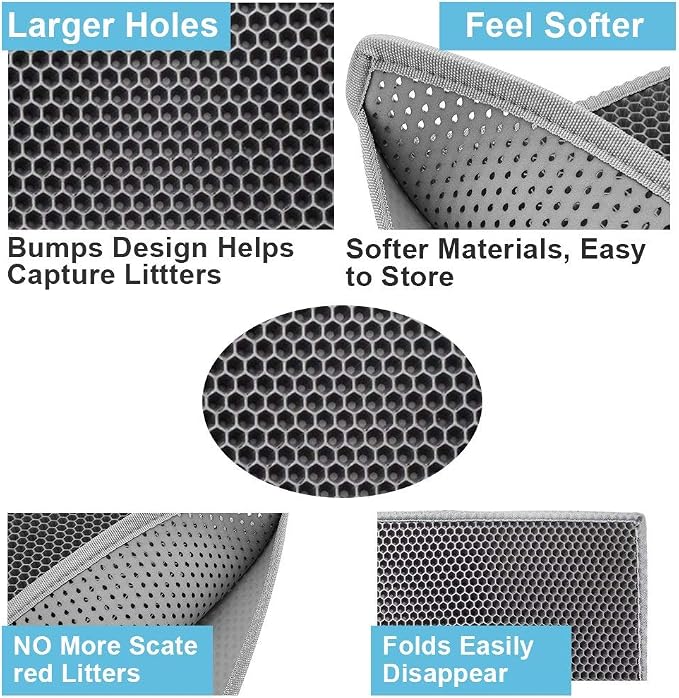 Pieviev Cat Litter Mat Double Layer Waterproof Urine Proof Trapping Mat 1 Pack) - Image 4