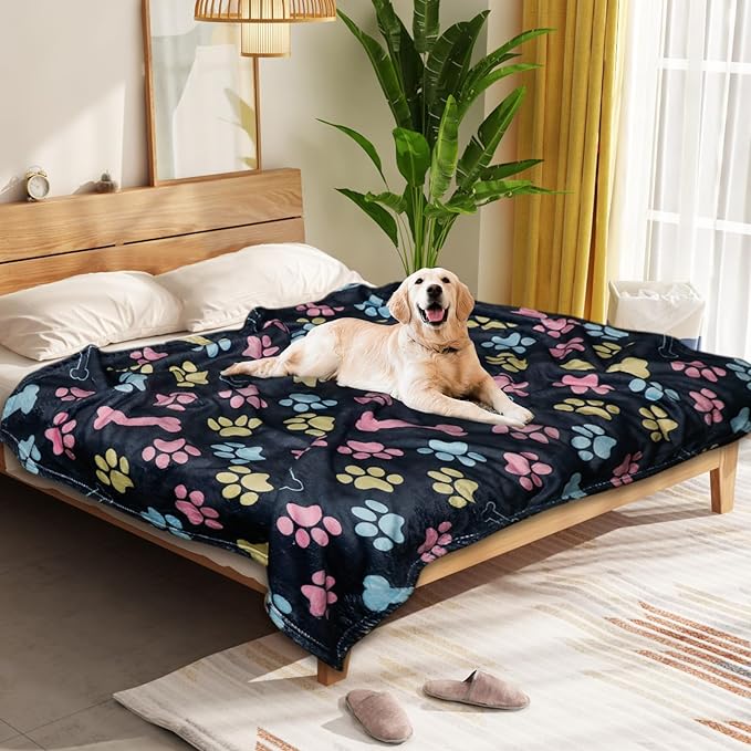 Dog Blankets for Large Dogs, Fuzzy Soft Pet Mat Throw Cover for Kennel Crate Bed by Gowyeg