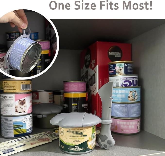 3 Pcs Cat Food Can Covers & One Can Opener | Cute Paw Shape Lids and Opener - Image 5