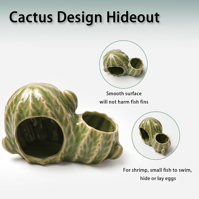 Aquarium Decor Cave Betta Fish Tank Accessories Ornaments Cactus House Hideout - Image 4