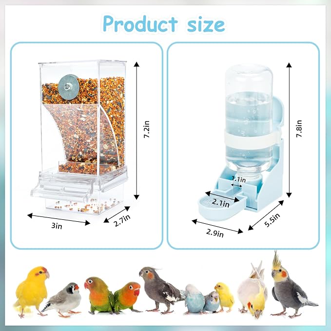 Rypet No Mess Bird Water Feeder Dispenser Set Automatic Bird Feeder Transparent - Image 2