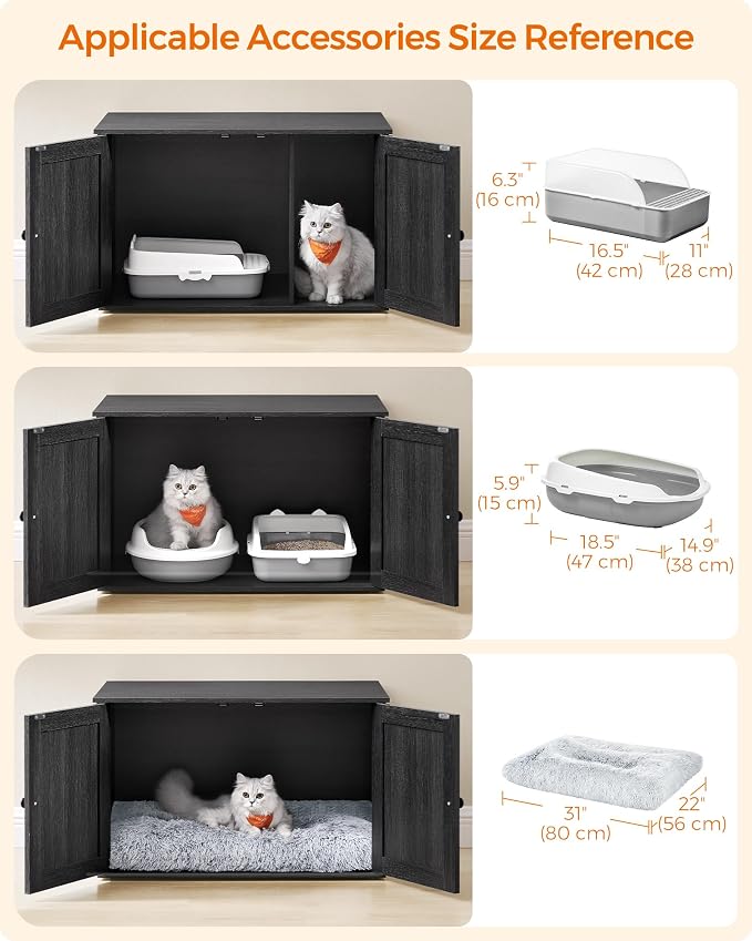 Feandrea Cat Litter Box Enclosure, Litter Box Furniture Hidden - Image 7