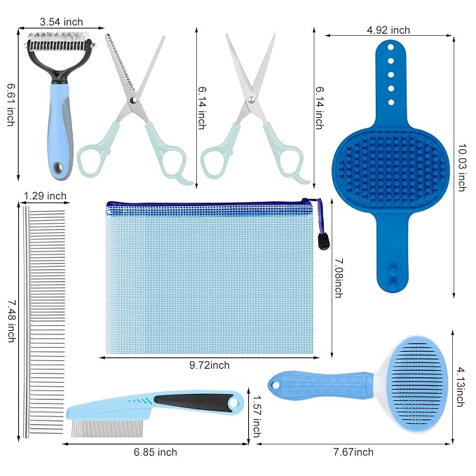 Pet Grooming Kit with Pet Shedding Slicker Brush, Bath Massage - Image 2