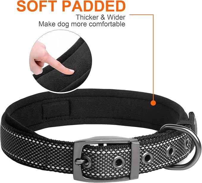 Fida Heavy Duty Dog Collar, Ultra Comfortable Soft Neoprene Padded, Adjustable