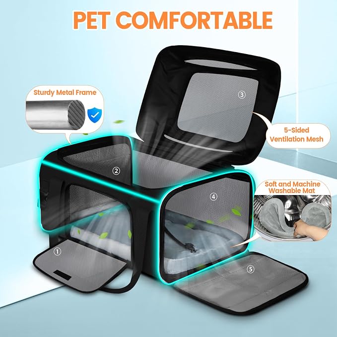 Petskd Top-Expandable Pet Carrier 19x13x9 Inches Southwest Allegiant Airlines - Image 6