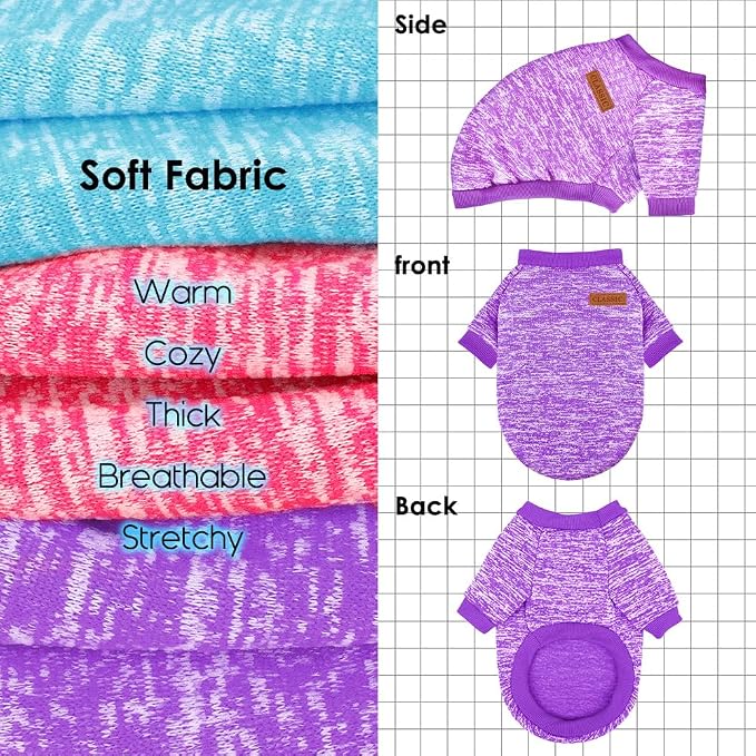 3 Pack Dog Sweaters for Small Dogs Girl Boy Winter Fleece Clothes Warm Soft Dog - Image 4