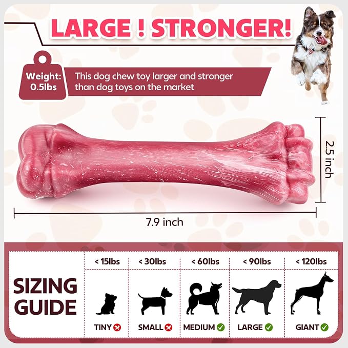 Dog Toys for Aggressive Chewers, Indestructible Dog Bones for Aggressive Chewers - Image 2
