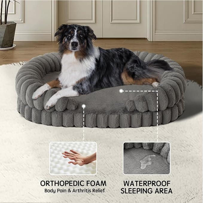 BALANCE Calming Dog Bed for Large Sized Dogs, 36 Inches Oval Washable Pet Bed - Image 2