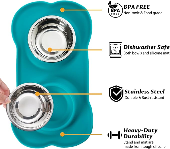 Hubulk Pet Dog Bowls 2 Stainless Steel Dog Bowl - Image 2