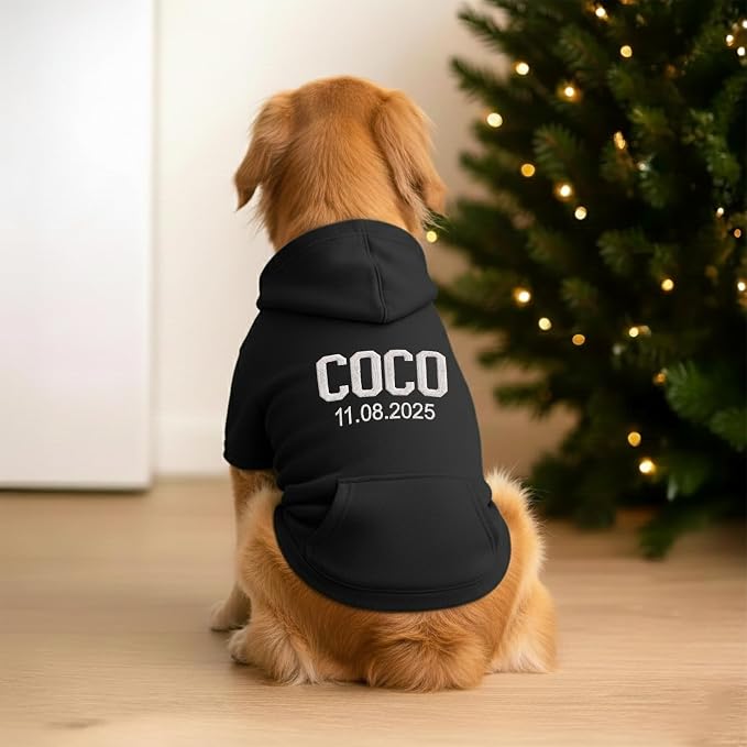 Personalized Dog Hoodie, Custom Embroidered Name Pet Hoodie, Warm Winter Outfit - Image 2