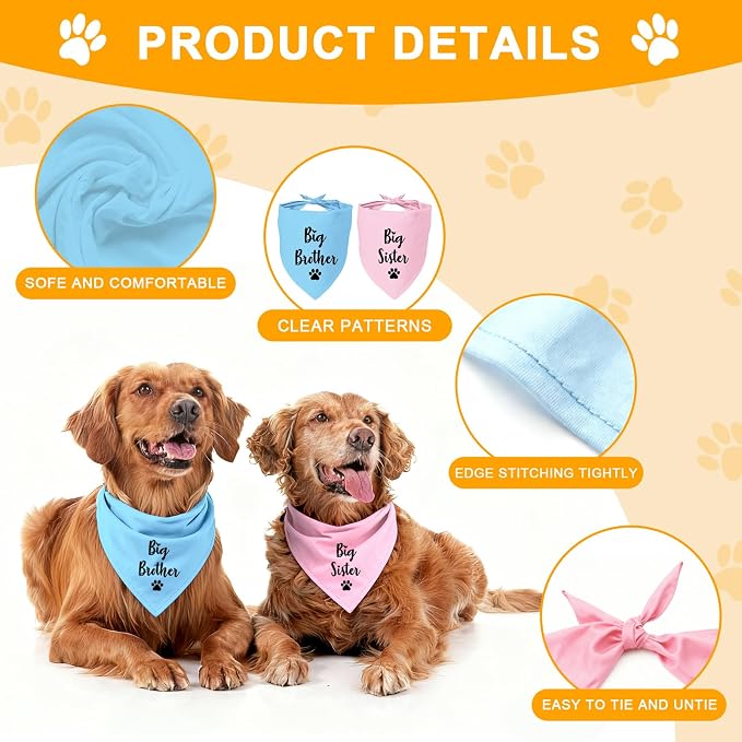 Big Sister and Big Brother Pet Dog Bandana, Triangle Scarf - Image 3