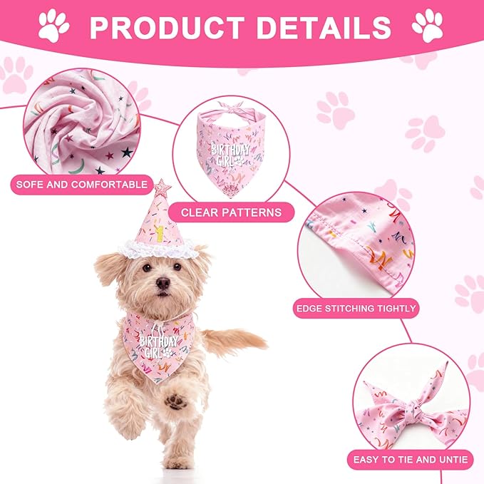Dog Birthday Party Decorations, Adjustable Dog Bandana Set - Image 4