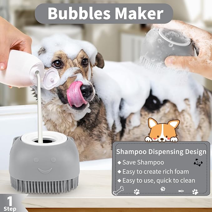 Comotech 6PCS Dog Bath Brush & Dog Toothbrush | Adjustable Handle Shampoo Brush - Image 2
