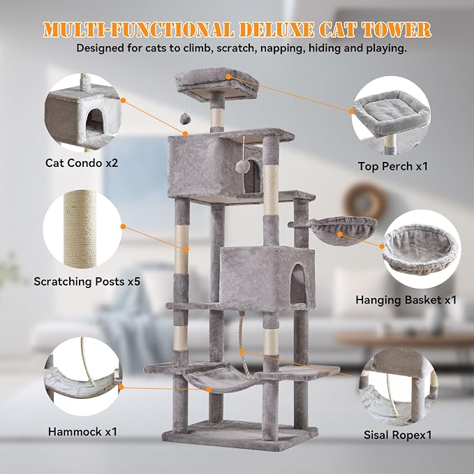 Sweetcrispy 66 Inch Cat Tree Tower, Pet Condo - Image 3
