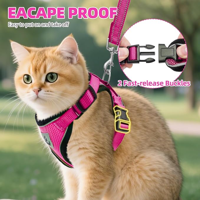 PUPTECK Cat Harness and Leash Set Escape Proof Reflective Cat Walking Harness - Image 3