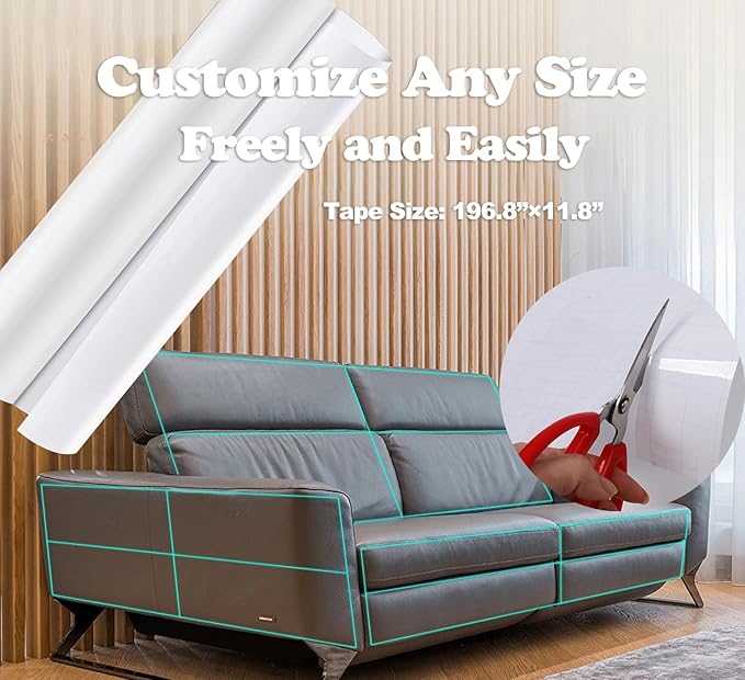 197"x12" Self-Adhesive Cat Scratch Protector Tape, Anti-Claw Couch Furniture - Image 2
