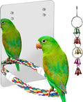 10.6" Bird Mirror with Rope Perch Bird Toys Swing, Comfy Perch by LOPERDEVE