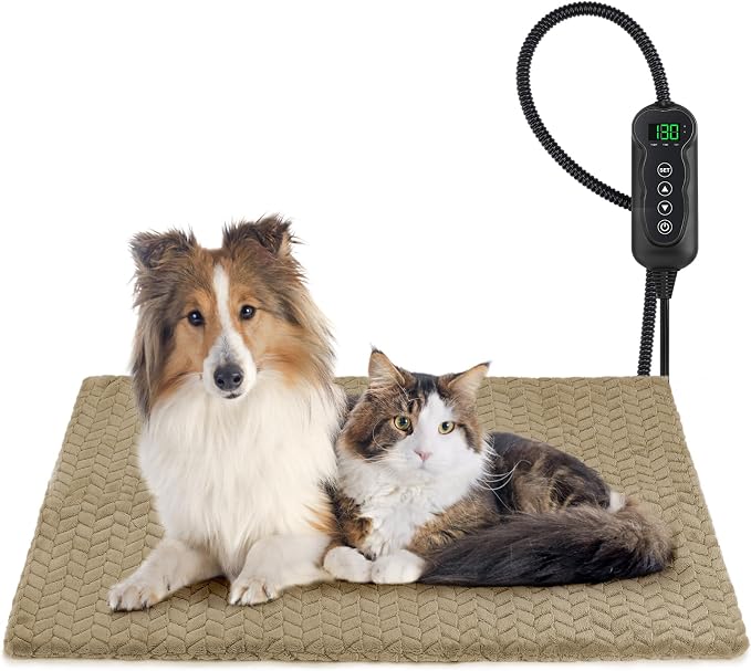 GASUR Heated Cat Bed, Waterproof Cat Heating Pad Indoor w/Timer, Temp by GASUR