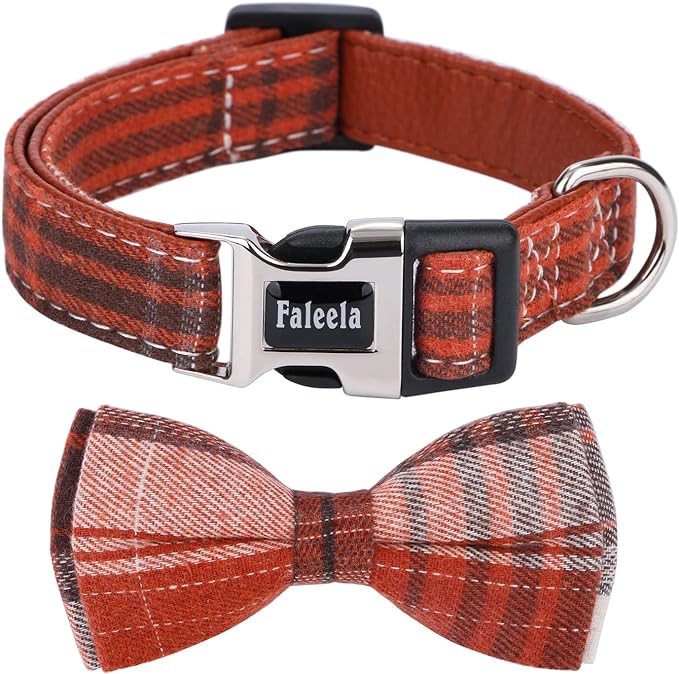 Faleela Soft &Comfy Bowtie Dog Collar, Detachable and Adjustable Bow Tie Collar by Faleela