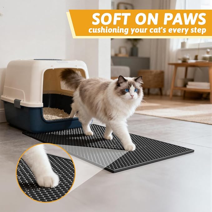 Pieviev 2 Packs Cat Litter Mat Double Layer Waterproof Urine Proof Trapping Mat - Image 5