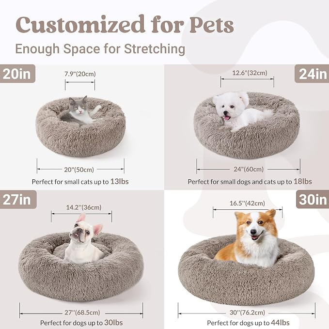 rabbitgoo Cat Beds for Indoor, 20 inches Machine Washable, Fluffy Round Pet Bed - Image 5