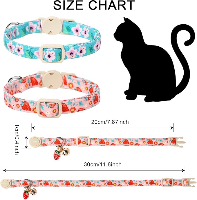 Cat Collar, 2 Pack Pink Flower Cat Collars Breakaway - Image 4