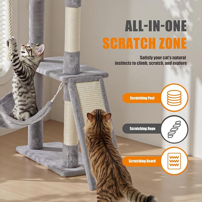 Sweetcrispy 63 inch Cat Tree Tower, Large Multi Level Cat Climbing Tower - Image 4