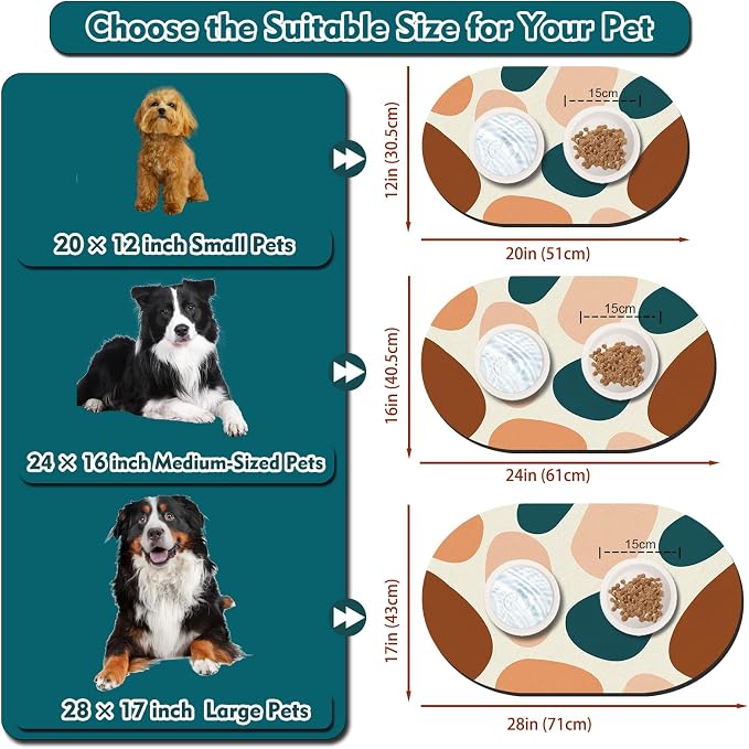 Dog Feeding Mat 24''x16'', Absorbent Pet Food Mat, No Stains Quick Dry Pet - Image 4
