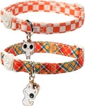Cat Collar-2Pack Autumn Orange Plaid Kitten Collars-Halloween Plaid Breakaway by UPURARAPUP