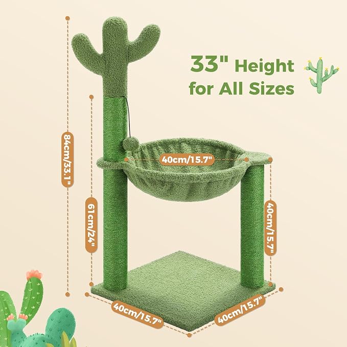 PAWZ Road Cactus Cat Tree, 33 Inchs Cat Tower - Image 2