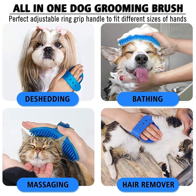 Dog Grooming Brush, Pet Shampoo Bath Brush Dog Grooming Shedding Brush Soothing - Image 5