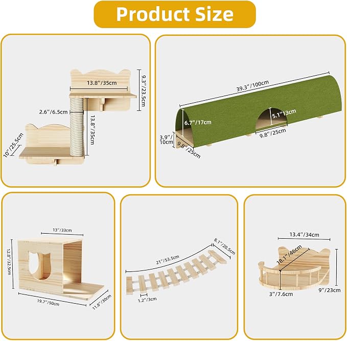 Cat Wall Shelves, 18-in-1 Solid Wood Wall-Mounted Cats Furniture Set - Image 2