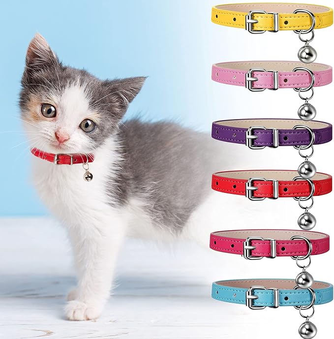 Weewooday 6 Pieces Leather Cat Collar - Image 5