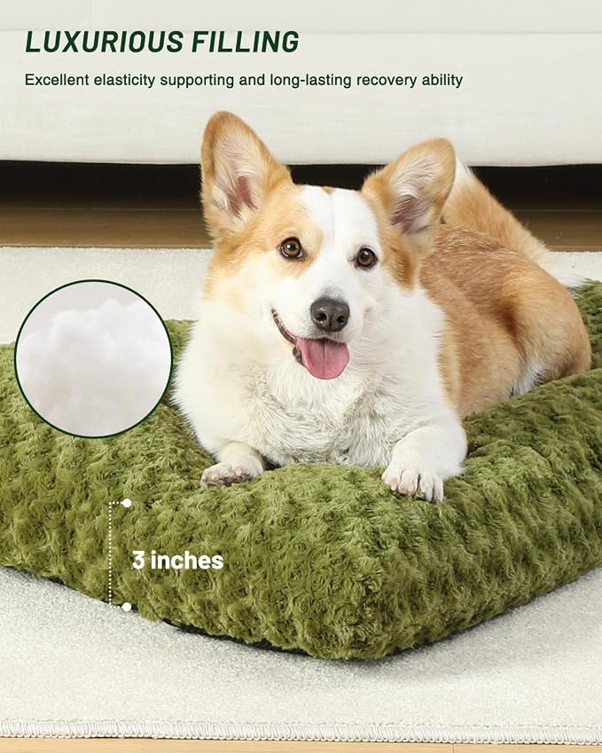 KSIIA Washable Dog Bed Comfy Dog Crate Pad Deluxe Plush Pet Bed Non-Slip Kennel - Image 3