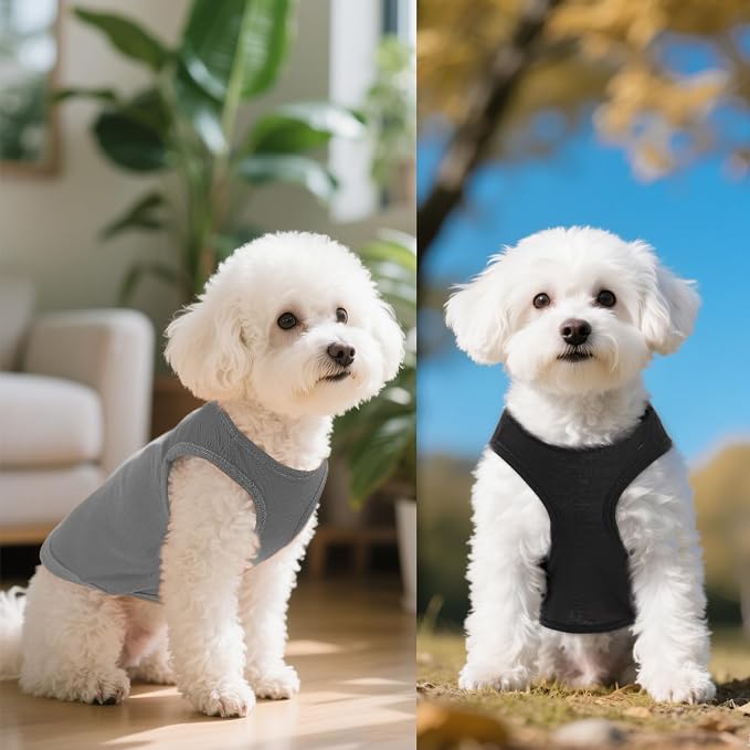 3 Pcs Cat Shirts Solid Color Dog Clothes Summer Sleeveless Stripe Pet T Shirts - Image 4