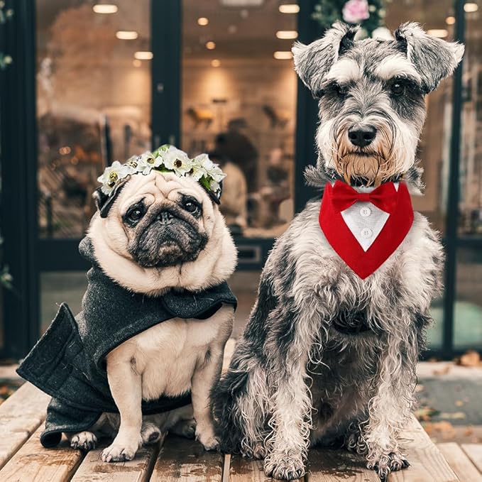 Dog Tuxedo, Formal Dog Wedding Bandana Adjustable Pet Collar - Image 5
