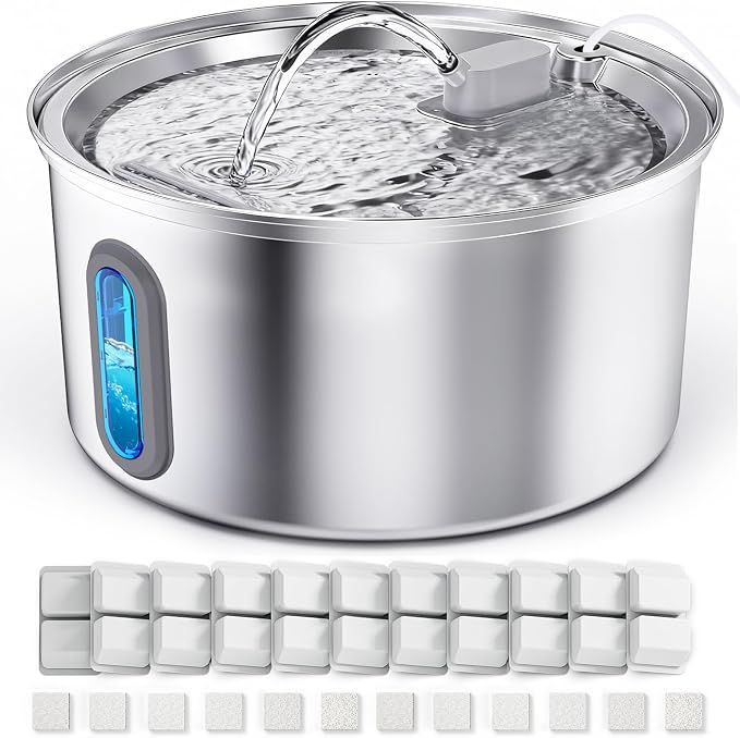 Cat Water Fountain Stainless Steel, 3.2L Cat Fountains by SoxmucCatWaterFountain