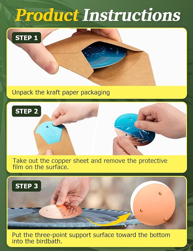 Mellbree 2-Pack Bird Bath Copper Disk, 0.6mm Reinforced 99.99% Pure Copper - Image 6