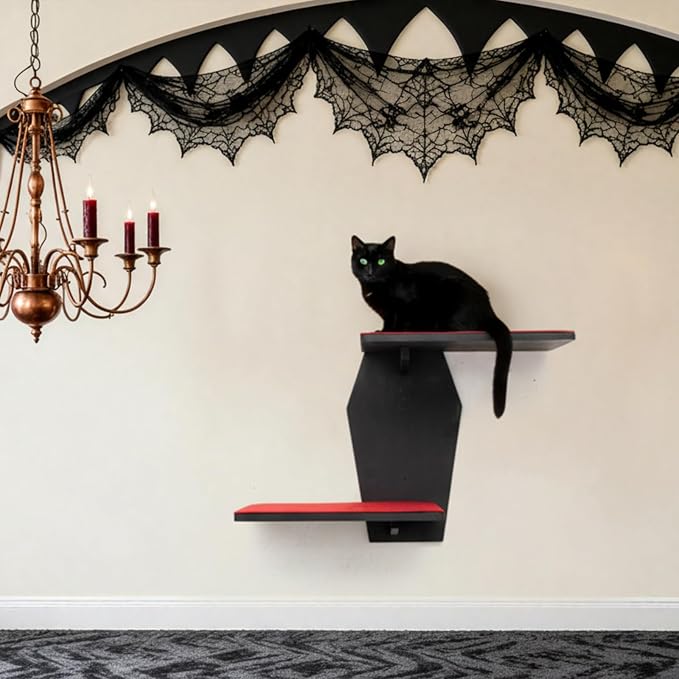 Sintuff Gothic Wall Cat Shelves Wall-Mounted 2 Platform Wall Climbing Steps - Image 4