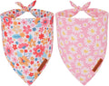 ADOGGYGO Floral Dog Bandana 2 Pack, Reversible Pink Daisy Pet Scarf Bib by ADOGGYGO