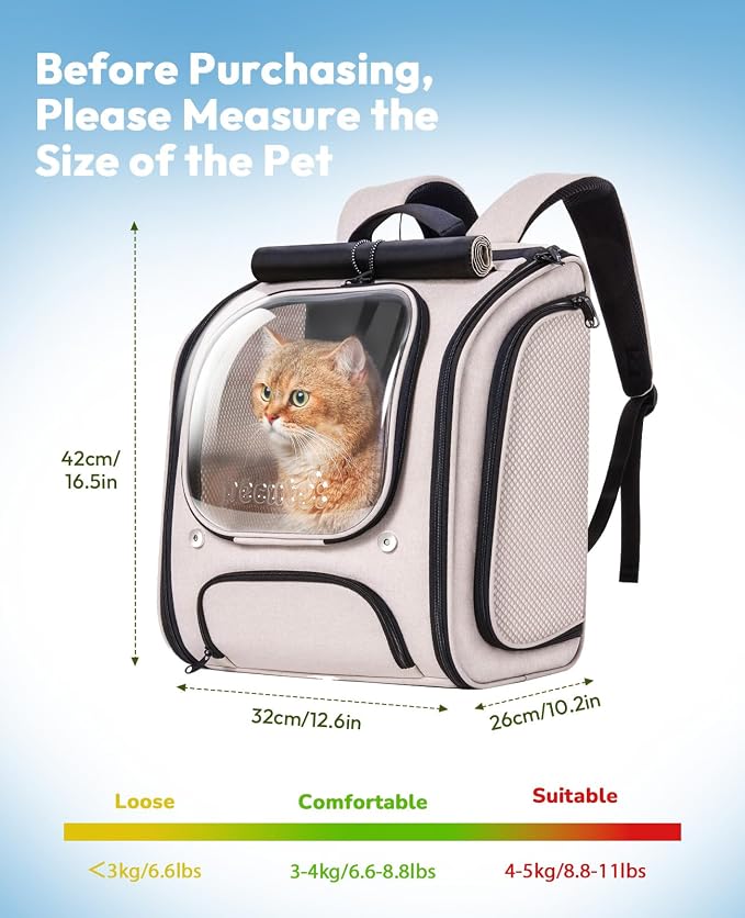 Pecute Cat Backpack Carrier, Large Space Cat Bubble Backpack, Breathable Cat - Image 9