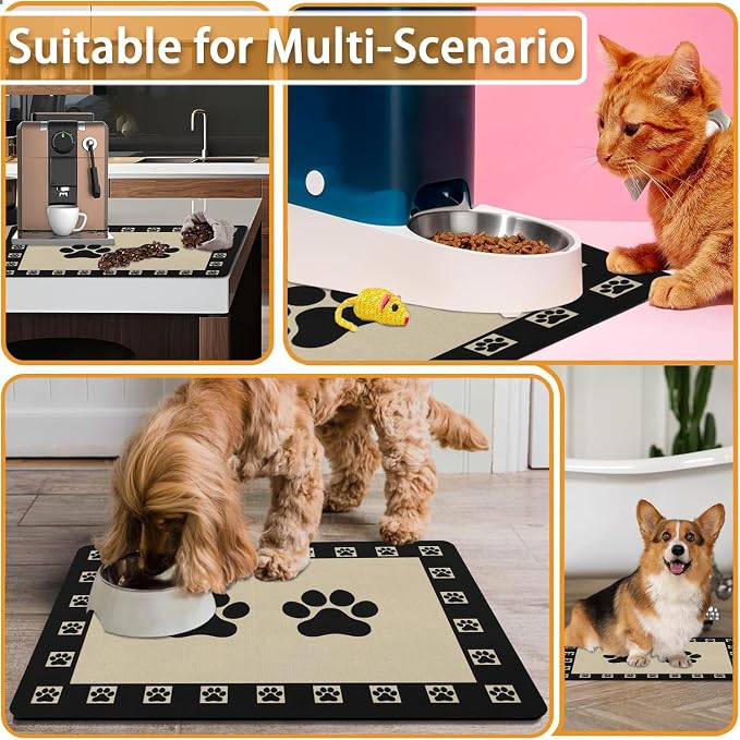 Absorbent Pet Dog Bowl Mat for Food and Water, Pet Cat Food Feeding Mat - Image 7