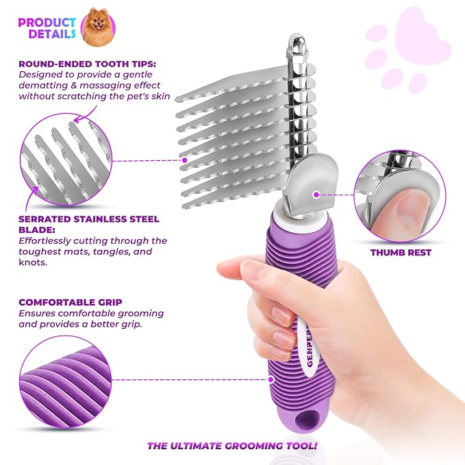 Dematting Undercoat Rake Comb for Dogs & Cats - Image 2