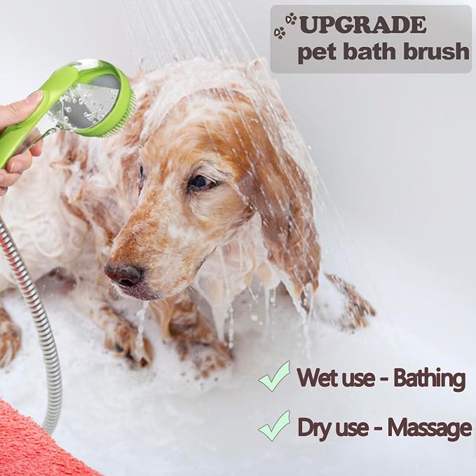Pet Bath Brush, 2 Pack Dog Bath Brush 2 in 1 Cat Shampoo Brush - Image 6
